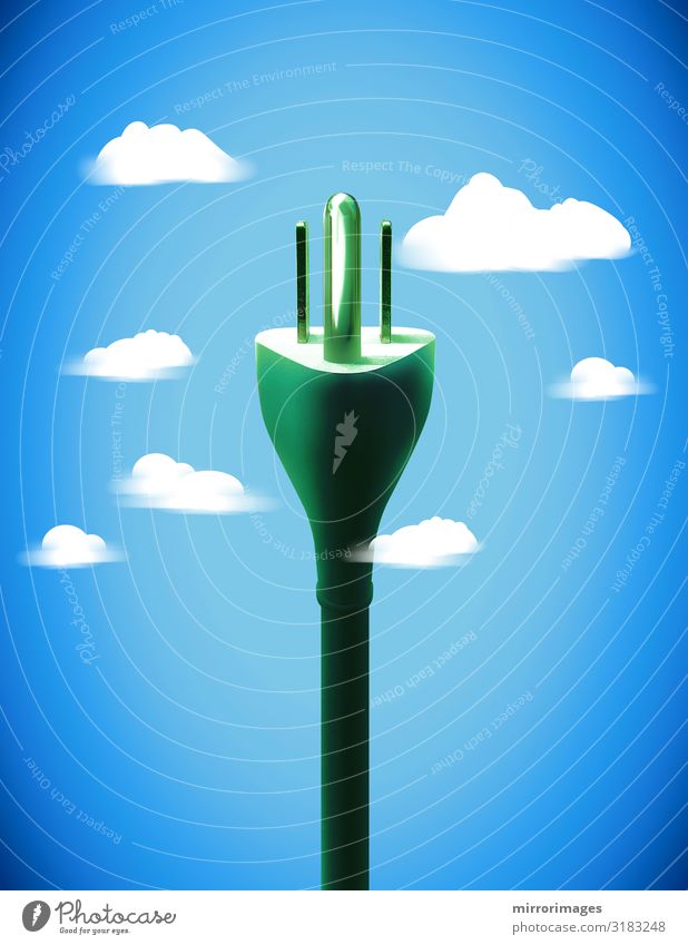 Illustration, 3-zackiger amerikanischer Energiestecker, im Himmel, Wolken, Internet der Dinge Computer Kabel Werkzeug Technik & Technologie Energiewirtschaft