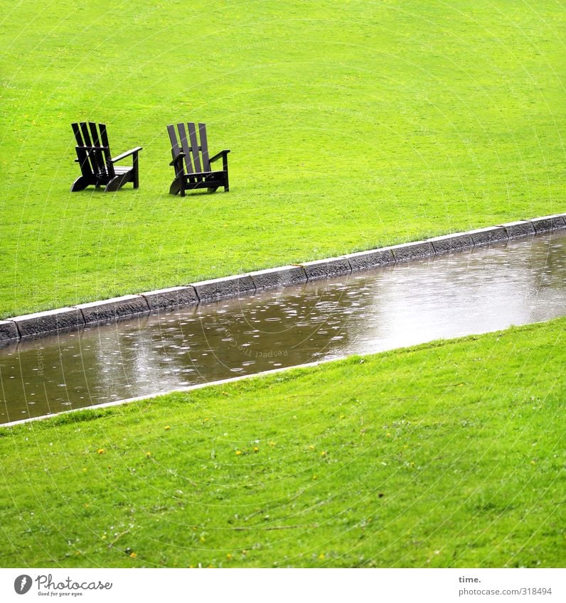 Hot Lightdeckers Refreshing Area Sessel Stuhl schlechtes Wetter Regen Park Wiese Bach Planten un Blomen - Park kalt Zusammensein Partnerschaft Kommunizieren