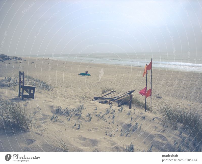 Sehnsucht Klima Klimawandel Küste Strand Bucht Meer Sand Zeichen Hoffnung Fernweh Einsamkeit Erschöpfung Endzeitstimmung Sorge stagnierend Umwelt