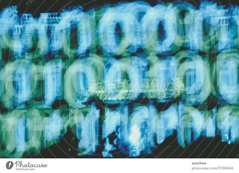nullen & einsen | unscharf Nullen & Einsen 0 1 Ziffern & Zahlen digital ein/aus Licht hell und dunkel digitales Zeitalter abstrakt Farbe blau-grün Unschärfe