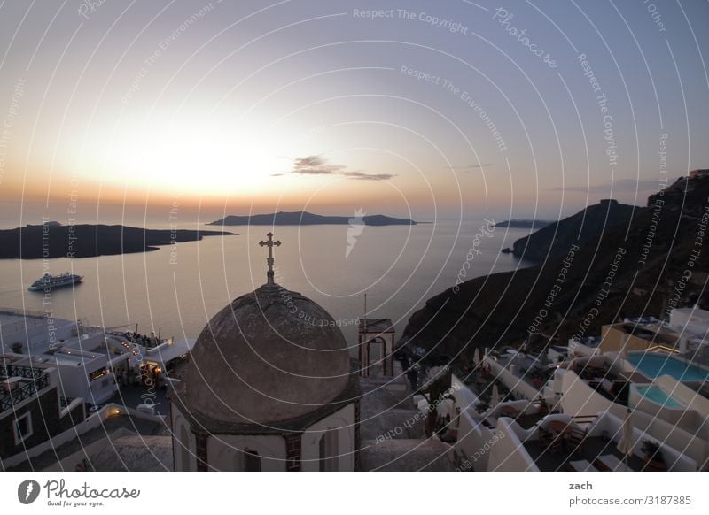 weitsichtig | bis zum Horizont Wasser Himmel Sonnenaufgang Sonnenuntergang Schönes Wetter Hügel Vulkan Caldera Küste Meer Mittelmeer Ägäis Insel Kykladen