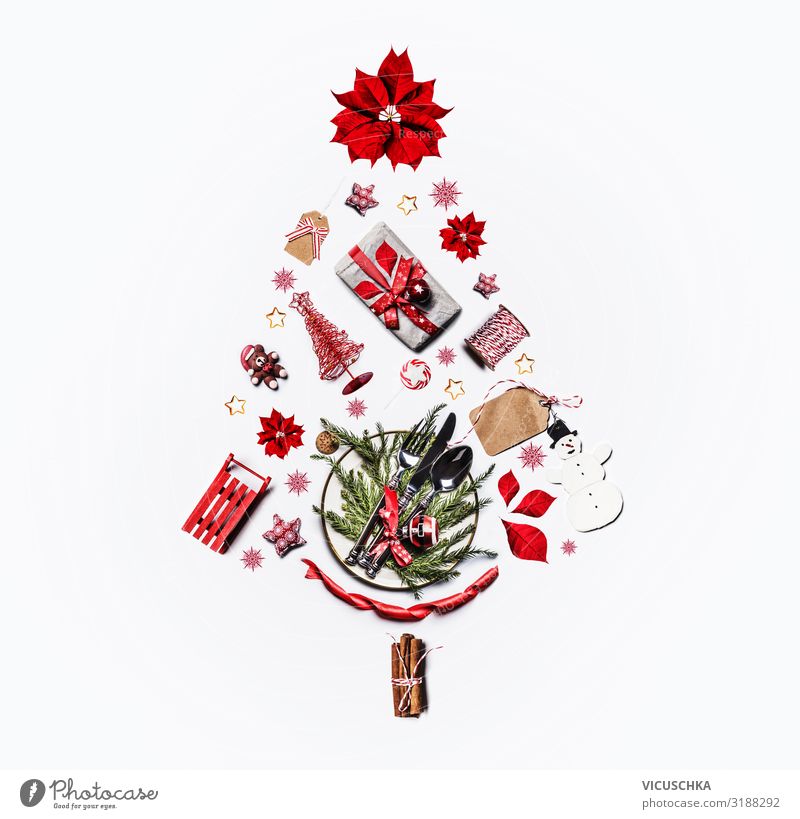 Weihnachtsbaum gemacht mit Weihnachten Sachen Stil Design Winter Feste & Feiern Weihnachten & Advent Dekoration & Verzierung Kitsch Krimskrams Sammlung Ornament