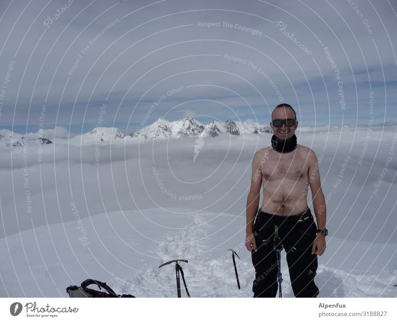 Eiszeit | Heißzeit Mensch maskulin Mann Erwachsene Umwelt Klima Klimawandel Schönes Wetter Frost Hügel Felsen Alpen Berge u. Gebirge Kanton Wallis Gipfel