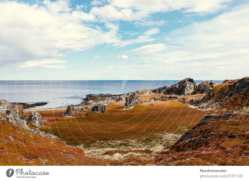 Barentssee Ferien & Urlaub & Reisen Abenteuer Ferne Freiheit Meer Insel wandern Natur Landschaft Urelemente Wasser Himmel Wolken Schönes Wetter Felsen Küste
