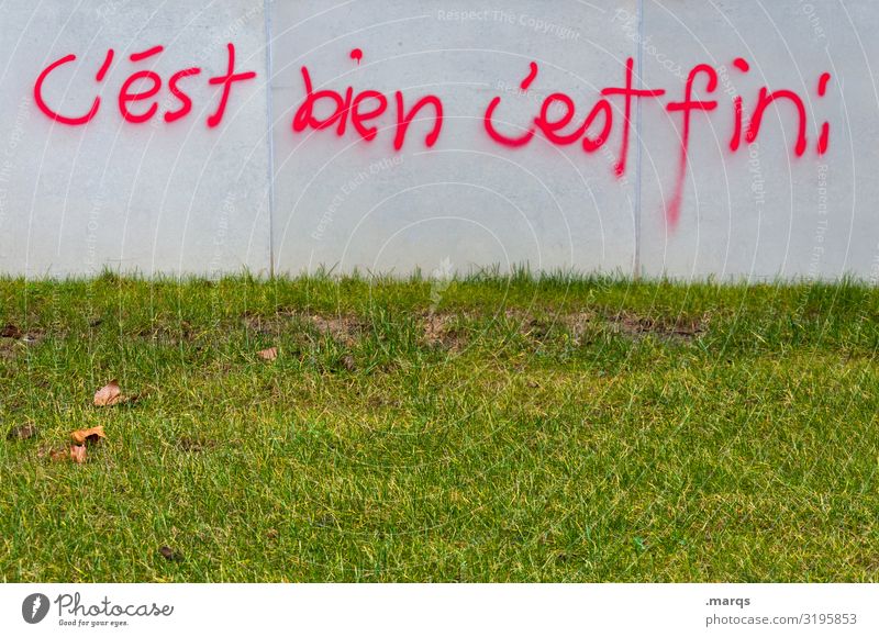 C´est bien | Geschriebenes Wiese Mauer Wand Schriftzeichen Graffiti gut Gefühle Zufriedenheit Optimismus Ende Kommunizieren Ziel Französisch Redewendung