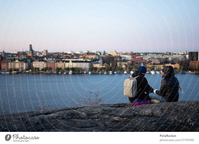 #S# Großstadtliebe II Stadt Hauptstadt Hafenstadt Kommunizieren Stockholm genießen Picknick Verabredung Paar Wasser mehrfarbig Schweden Erholung Liebe Aussicht