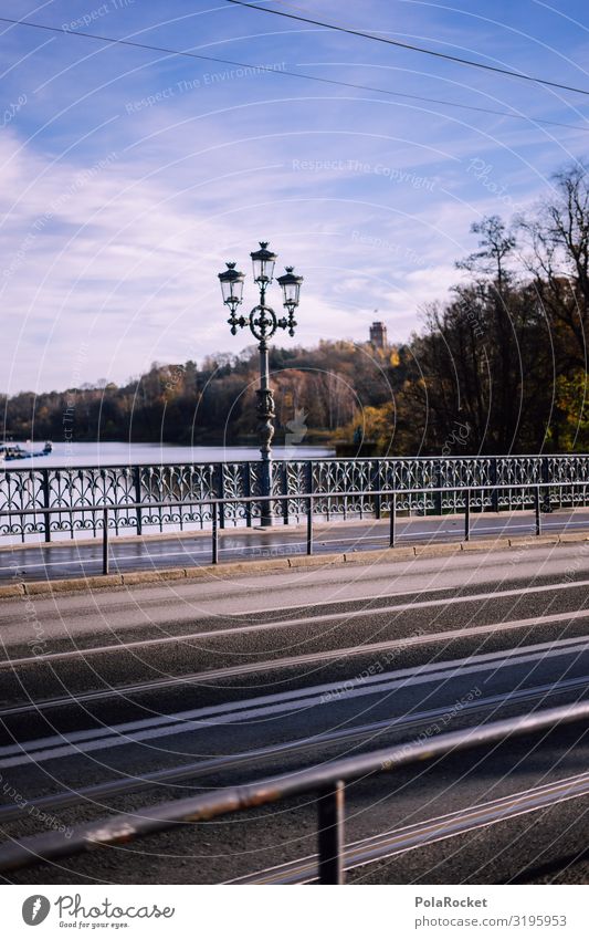 #S# Brücke Verkehr Personenverkehr Straßenverkehr Autofahren ästhetisch Brückengeländer Asphalt Wasser Straßenbeleuchtung Himmel Herbst Fluss Meer Farbfoto