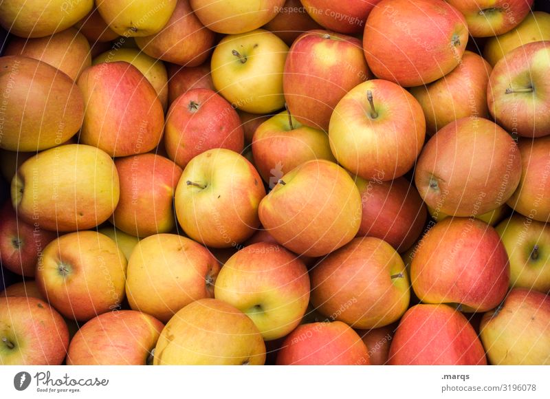 Äpfel Lebensmittel Frucht Apfel Ernährung Bioprodukte Vegetarische Ernährung Wochenmarkt frisch Gesundheit viele lecker Farbfoto Außenaufnahme Nahaufnahme