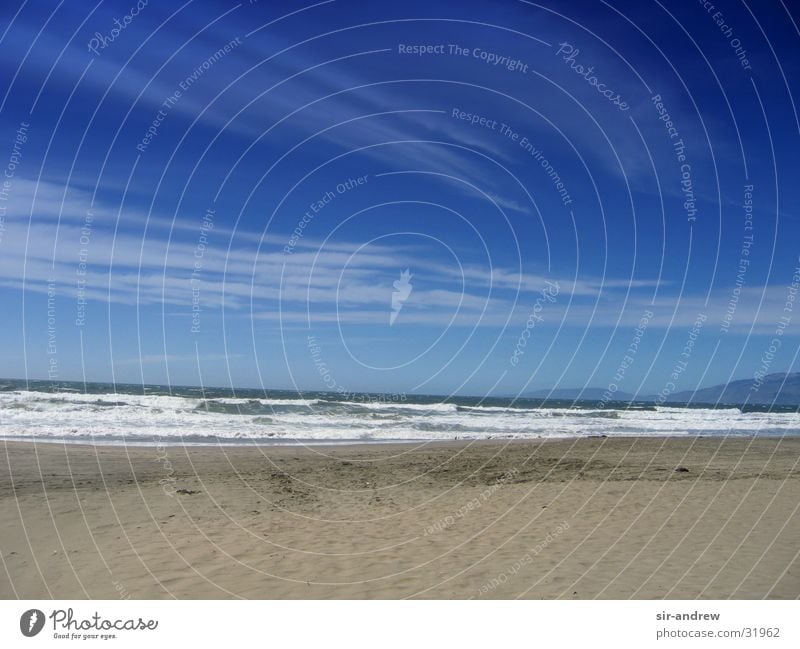 San Fran Bay San Francisco Kalifornien Strand Küste Meer Pazifik Wellen Wolken Nordamerika u.s.a. USA Blauer Himmel