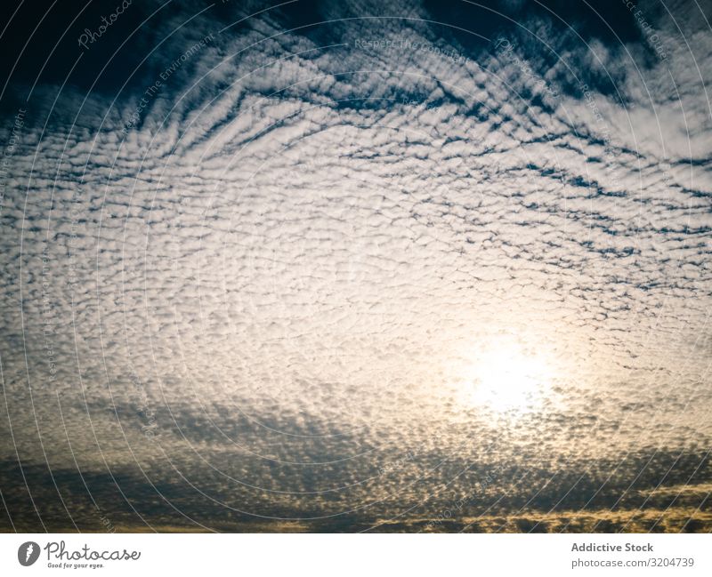 Pittoresker Wolkenhimmel bei Sonnenuntergang Himmel malerisch erleuchten schön ruhig Cirrus Hintergrundbild Sonnenlicht Landschaft Sommer Aussicht Dämmerung
