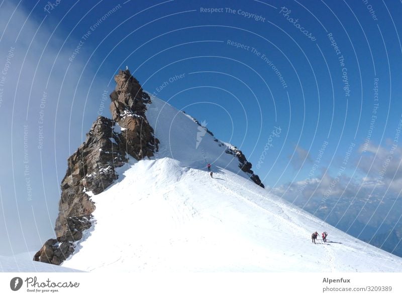 Schwarzhorn von Norden Klima Klimawandel Schönes Wetter Eis Frost Schnee Hügel Felsen Alpen Berge u. Gebirge Monte Rosa Gipfel Schneebedeckte Gipfel Gletscher