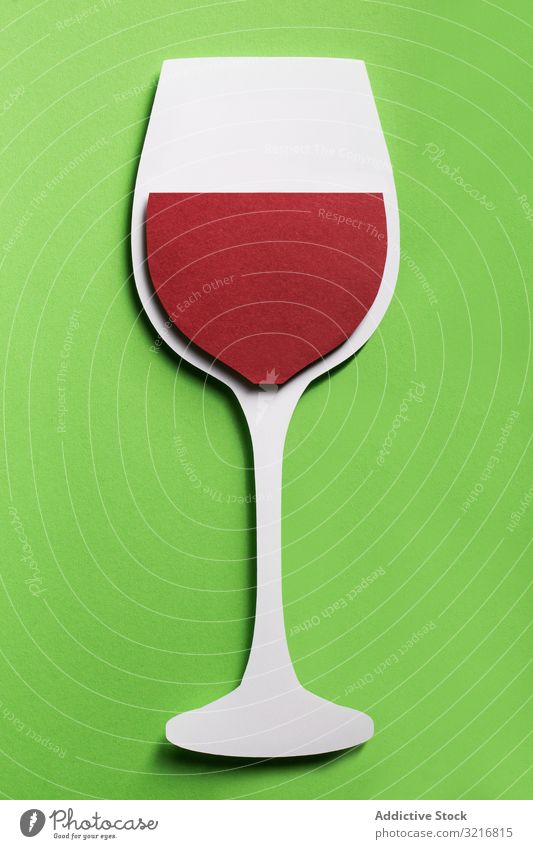 Silhouette eines Glases Rotwein aus Karton Alkohol Kunst Getränk Collage farbenfroh Zusammensetzung Konzept konzeptionell Cork Korkenzieher Handwerk Kreativität