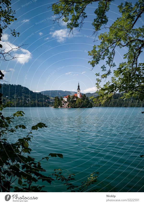 Kurort Bled, Slowenien, Kirche auf Insel - Wallfahrtskirche "Mariä Himmelfahrt", auf Insel im Bleder See, Aussicht Ferien & Urlaub & Reisen Sommerurlaub