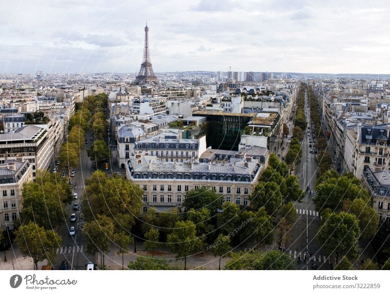 Pittoreskes Stadtbild von Paris Architektur Großstadt malerisch Tour d'Eiffel Arc de Triomphe Frankreich Skyline ansicht von paris Antenne Höhe beobachten urban