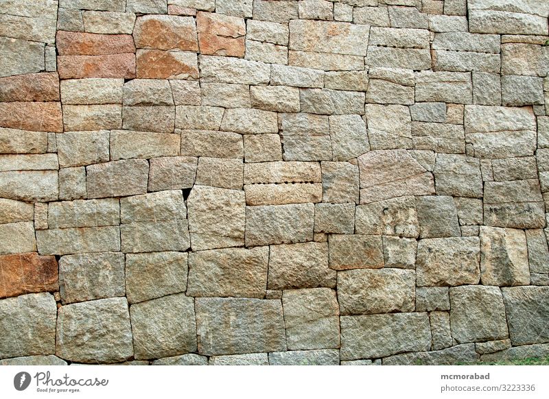 Steinwandmuster Design schön Mauer Wand rot Ordnung Platten Blöcke Keile Granit Sandstein angekleidet Kornstruktur Partikel Streusel Konsistenz Oberfläche