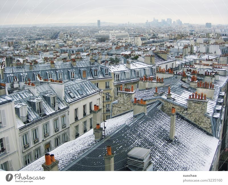 über den dächern von paris (im winter) Paris Frankreich Europa Europäische Union Stadt Großstadt Hauptstadt Skyline Dach Horizont Wiedererkennungswert