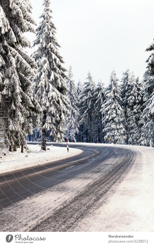Straßenverhältnisse Ferien & Urlaub & Reisen Ausflug Winter Weihnachten & Advent Silvester u. Neujahr Natur Landschaft Himmel Wetter Eis Frost Schnee Schneefall