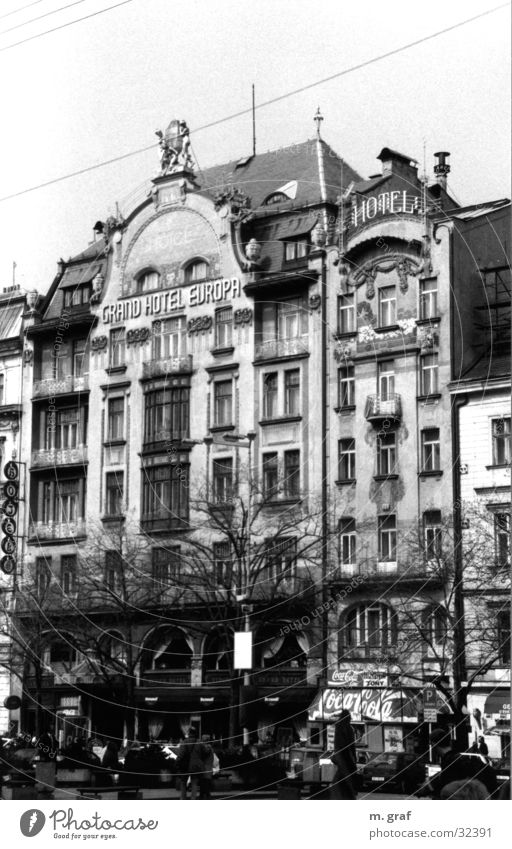 Jugendstilfassade Prag Haus Fassade Architektur Schwarzweißfoto