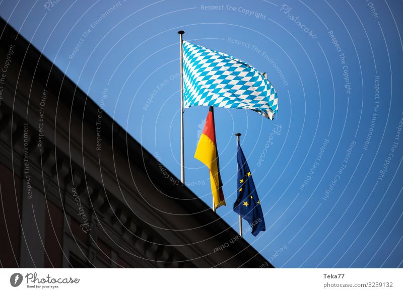 Bayrische Flagge Wind Zeichen Schriftzeichen Fahne ästhetisch Bayern Bayrische flagge Farbfoto Außenaufnahme