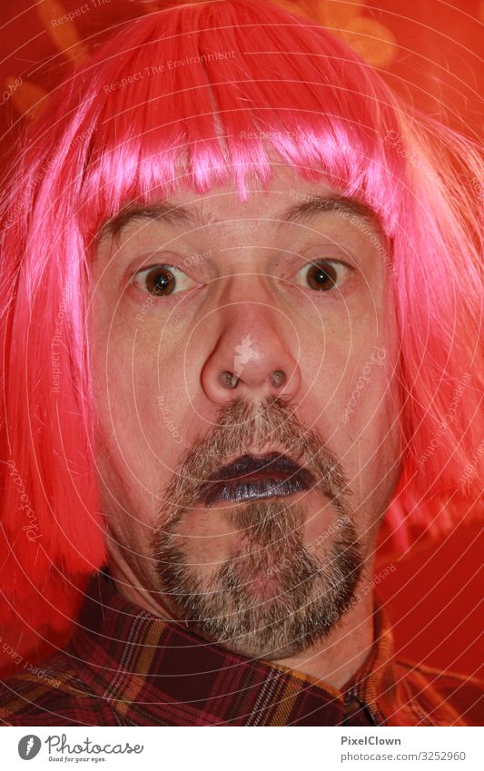 Überraschung Lifestyle Freude schön Entertainment Party Mensch maskulin Mann Erwachsene Gesicht 1 45-60 Jahre Jugendkultur Subkultur Punk Haare & Frisuren Blick
