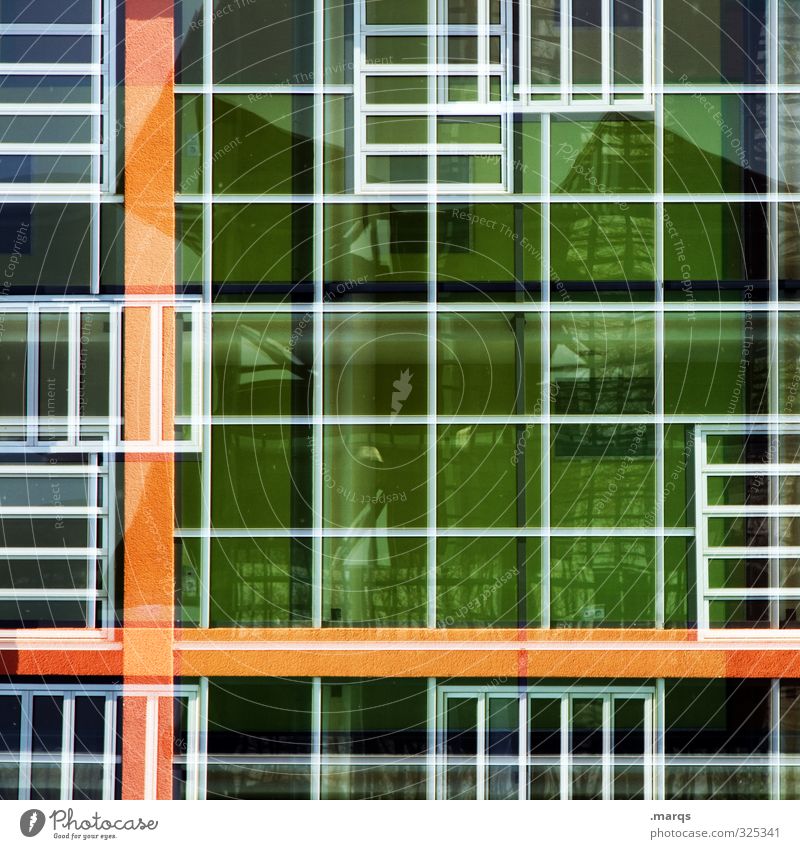 Alles nur Fassade elegant Stil Design Fenster Linie außergewöhnlich trendy einzigartig maritim Farbe Ordnung Doppelbelichtung Mosaik Farbfoto Außenaufnahme