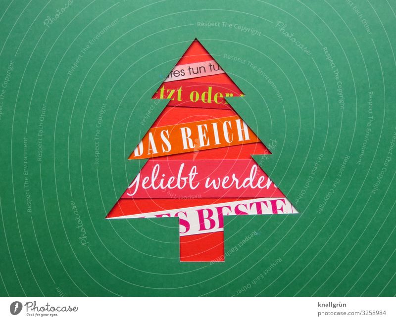 Weihnachtsbaum Schriftzeichen Kommunizieren grün rot weiß Gefühle Stimmung Freude Vorfreude Zusammensein Neugier Erwartung Kreativität Wunsch Statement festlich