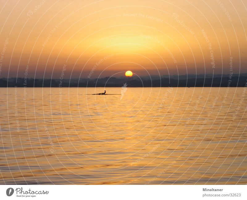 Sonnenboot 1 Sonnenuntergang See Rudern Wasser Sport