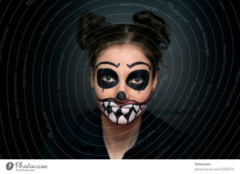 Montagsmonster Nachtleben Karneval Halloween Mensch feminin Frau Erwachsene Gesicht Auge Ohr Nase Mund Lippen Zähne 1 18-30 Jahre Jugendliche Rockabilly
