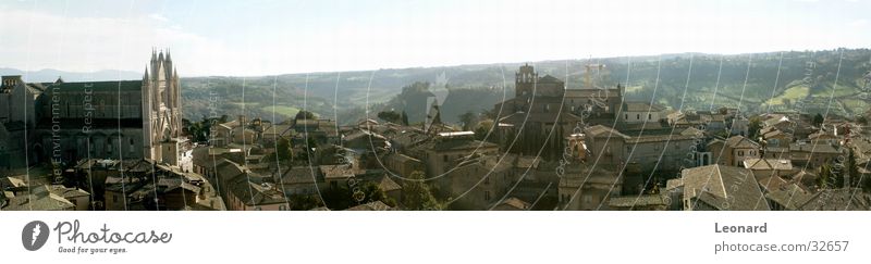 Orvieto Panorama (Aussicht) Kuppeldach Gebäude Sonne Baum Stadt Italien Europa Religion & Glaube Dom Himmel groß Panorama (Bildformat)