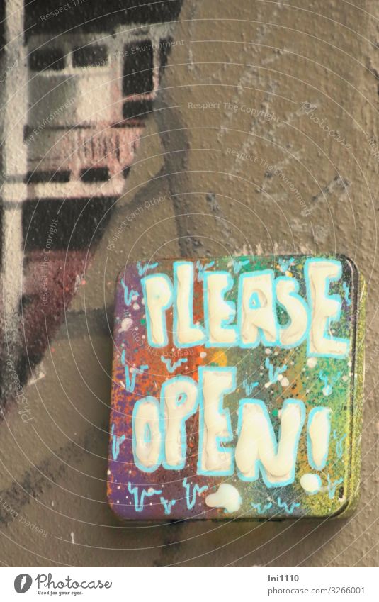 Please open! | UT Hamburg Hafenstadt Haus Mauer Wand Fassade Tür Namensschild braun grau grün violett rosa türkis weiß Klingel Hinweisschild Gängeviertel
