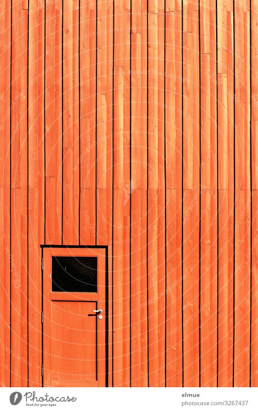 Ausgang Mauer Wand Fassade Tür einfach hell trendy verrückt orange Sicherheit Schutz Neugier Design Farbe Idee Inspiration kaufen Ferne Überraschung Eingang