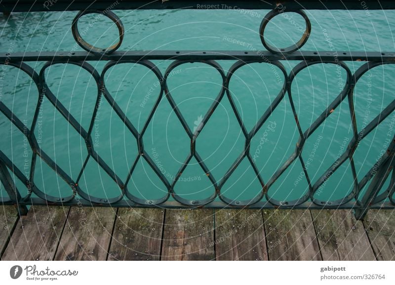 !Trash! | 8888888 Wasser Brücke blau braun grün Muster Geometrie Eisen Fluss Farbfoto Außenaufnahme Strukturen & Formen Menschenleer Tag Licht Kontrast