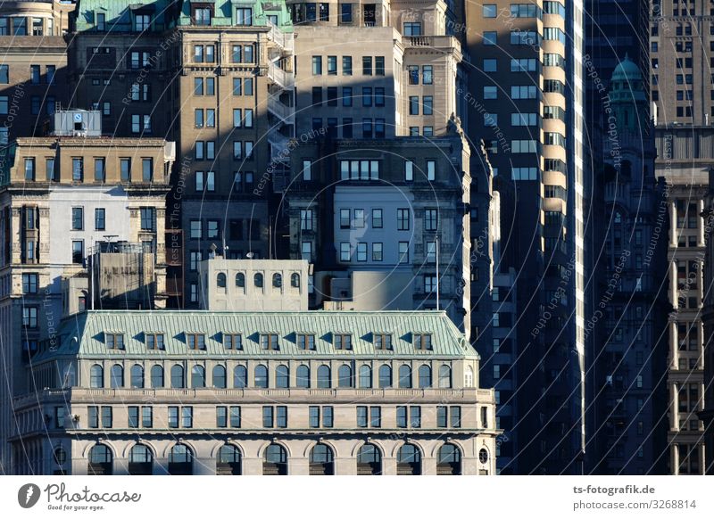 Zuviel Stadt macht Horizont platt New York City Manhattan Financial District Financial District Manhattan USA Stadtzentrum Skyline Haus Hochhaus Bankgebäude