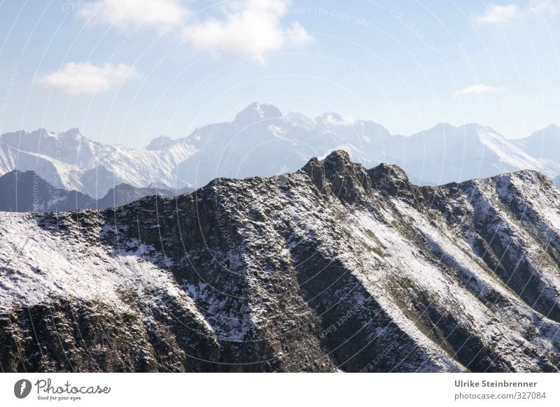 Herbst auf dem Nebelhorn Ferien & Urlaub & Reisen Tourismus Ausflug Schnee Berge u. Gebirge wandern Umwelt Natur Landschaft Himmel Schönes Wetter Felsen Alpen