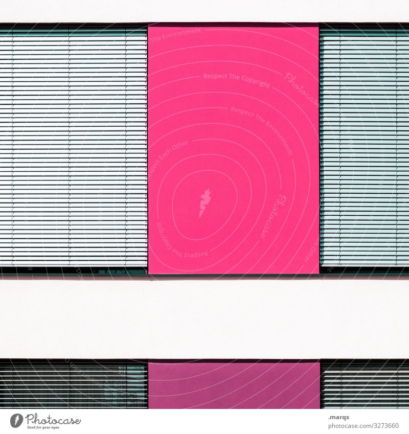 Rollladen Strukturen & Formen Linie Fenster Farbe geschlossen pink grau Fassade modern Geometrie weiß Ordnung wohnen minimalistisch
