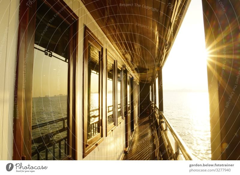 Schiffsdeck elegant Ferien & Urlaub & Reisen Tourismus Ausflug Abenteuer Menschenleer Fenster Tür Holz Kunststoff Wasser maritim Freude Zufriedenheit Kultur