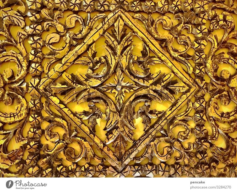 symmetrie | goldwert Symmetrie goldfarben Dekoration Harmonie Dekoration & Verzierung Hintergrund Muster florales Muster glänzend Design abstrakt Kreuz Karo