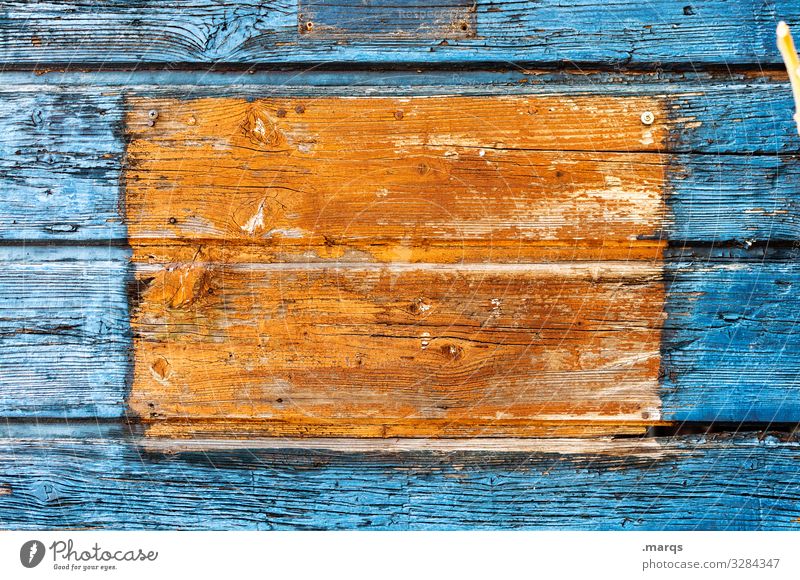 [     ] Schwarzes Brett Holzwand Farbe blau orange Kotrast Pinnwand Kommunizieren Strukturen & Formen eckig alt Nahaufnahme
