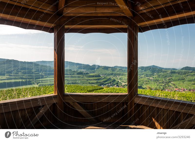 Ausblick auf den Kaiserstuhl Aussicht Natur Landschaft Sommer Hütte Holzhütte Freizeit & Hobby wandern Weinberg Erholung Pause