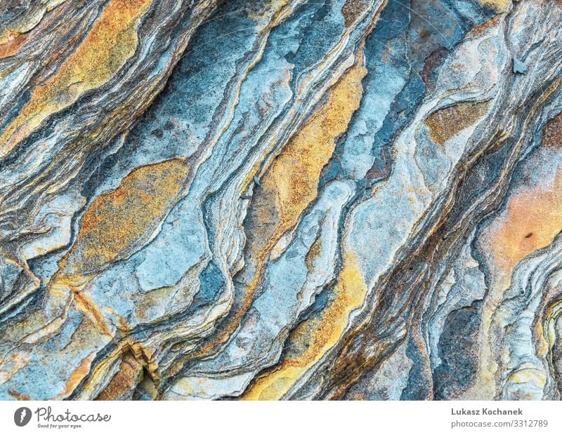 Gesteinsschichten - eine farbenfrohe Formation aus gestapelten Felsen Design schön Natur Erde Schlucht Stein alt natürlich braun grau grün Anziehungskraft
