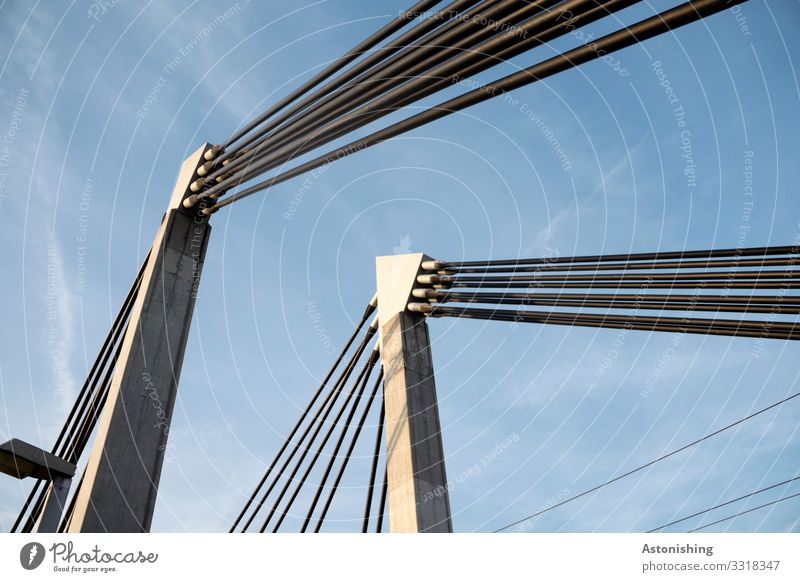die Brücke soll halten Technik & Technologie Industrie Umwelt Himmel Wolken Wetter Schönes Wetter Wien Stadt Verkehr Beton Metall Stahl groß hoch blau weiß
