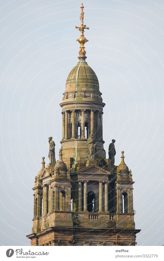 Glasgow City Council Altstadt Rathaus Bauwerk Architektur Sehenswürdigkeit Wahrzeichen ästhetisch historisch Sonnenaufgang Rathausturm Anmut