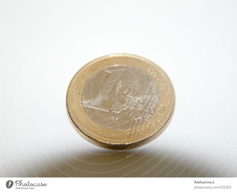 Euro Muenze Geldmünzen Schweben Dinge 1 Euro Schatten Perspektive