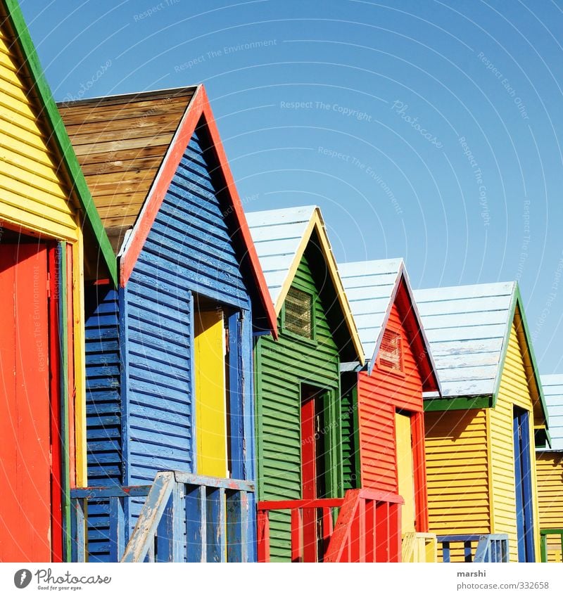 buntes Strandleben Freizeit & Hobby Ferien & Urlaub & Reisen Tourismus Ausflug Sommer Sommerurlaub Sonnenbad Meer Haus mehrfarbig Südafrika st. james Dach