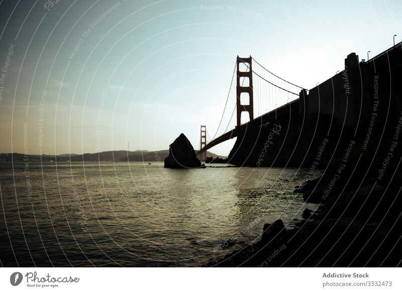 Landschaft Golden Gate Bridge bei Sonnenaufgang Ansicht Erbe Himmel Wahrzeichen historisch Venice Beach Kalifornien USA Reise reisen Natur Urlaub Sommer Zustand