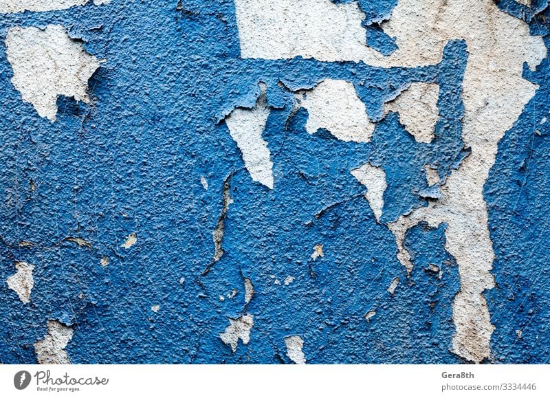 Textur des alten Platzen pvc-Papier auf der Betonwand. Blue