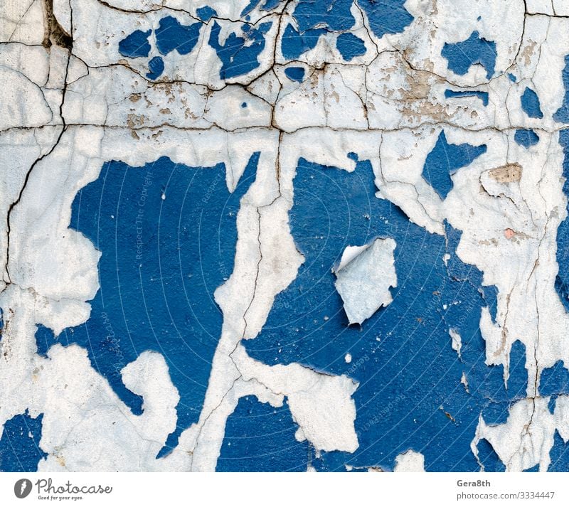 Textur alte Wand mit Spuren von blauer Farbe Beton Hintergrund blanko Riss Schaden Konsistenz Muster