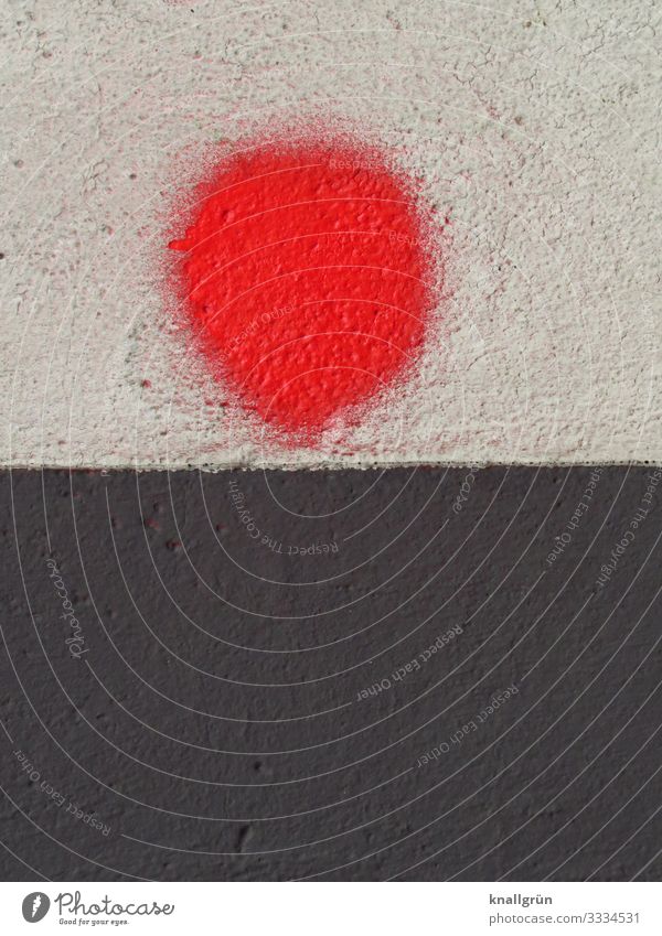 Red Dot Haus Mauer Wand Graffiti Punkt rund rot schwarz weiß Farbe Kunst Farbfoto Außenaufnahme Menschenleer Textfreiraum links Textfreiraum rechts
