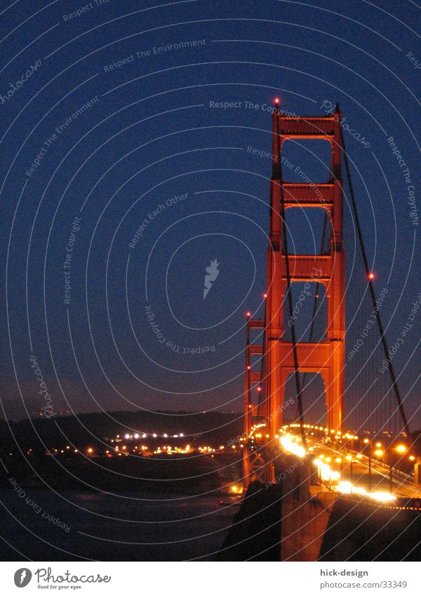 night on golden gate Golden Gate Bridge Nacht San Francisco Brücke USA Wasser PKW