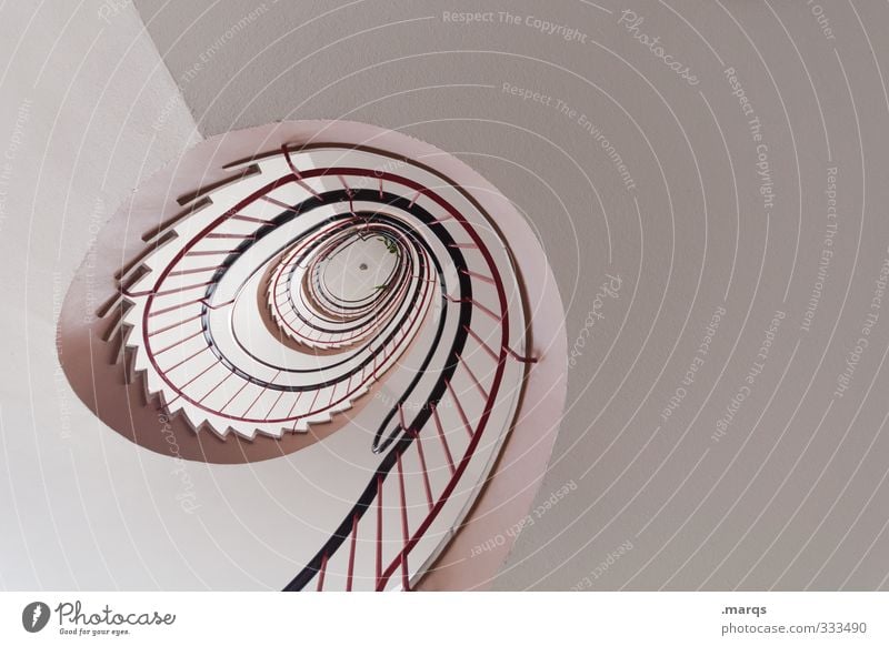 9 Stil Design Innenarchitektur Karriere Treppe Zeichen hoch modern rund weiß Perspektive Präzision Wege & Pfade Wendeltreppe oben aufsteigen hell Farbfoto